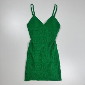 Olive + Oak Green Knit Mini Dress Size XS Festival Boho Preppy Coastal Beach Y2K